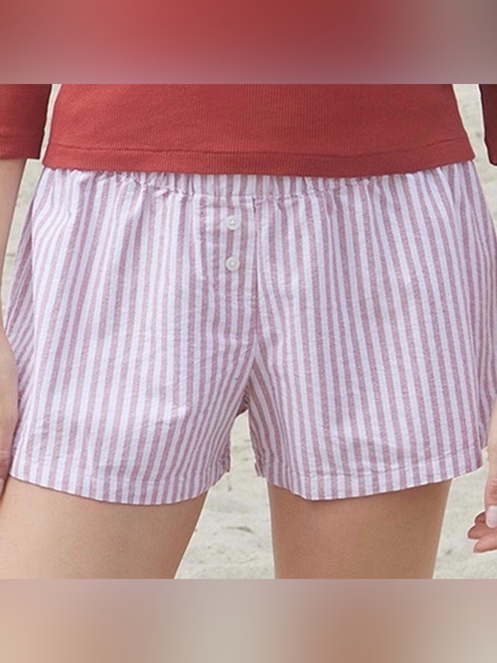 Brandy Melville Red and White Striped Shorts